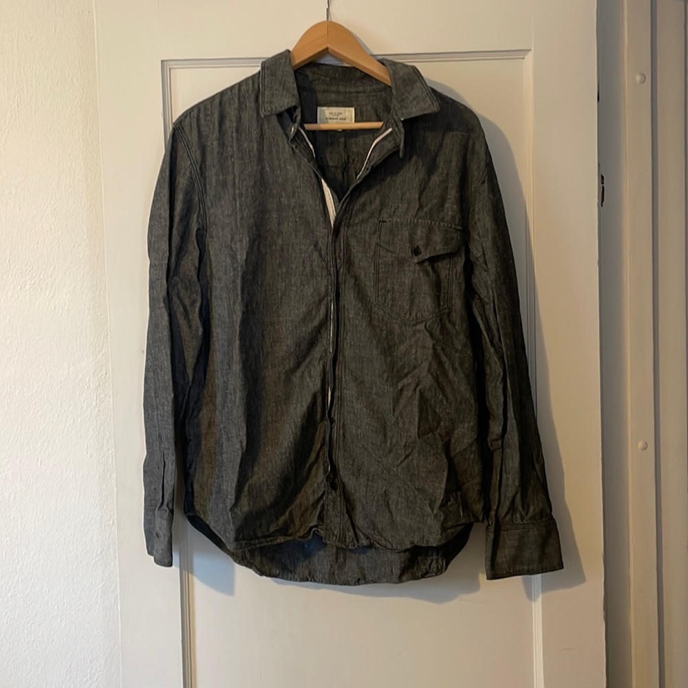 Rag & Bone mens selvedge black chambray button up, US L